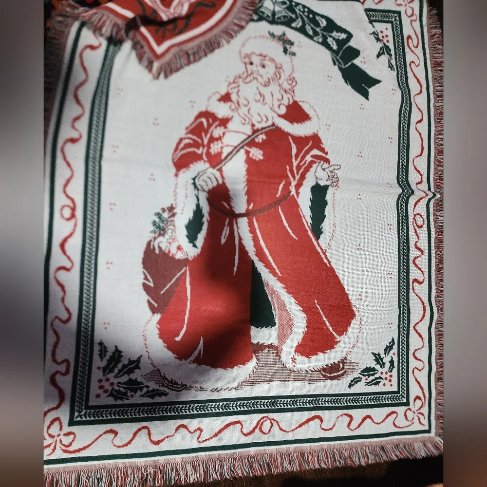 Festive Red and White Santa Tapestry